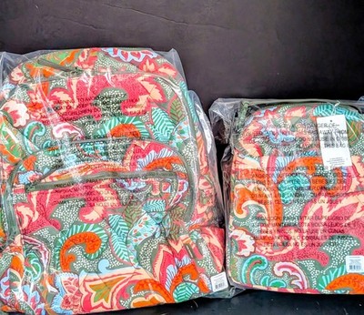 Vera Bradley Featherweight Bancroft Backpack LARGE LUNCH Leaf Me Not Paisley NWT