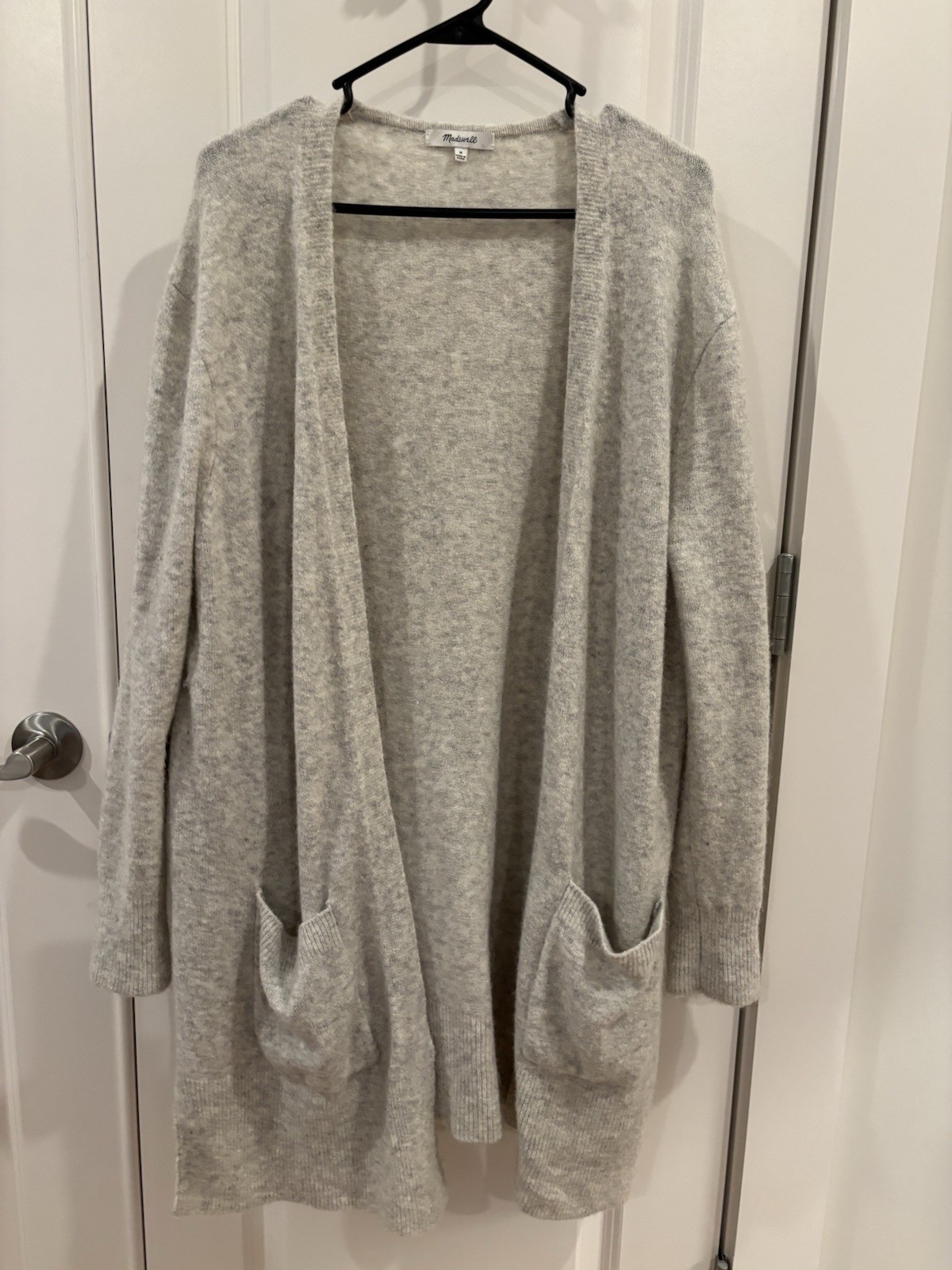Madewell Cardigan Sweater Women’s Medium Gray Merino Blend Open Front