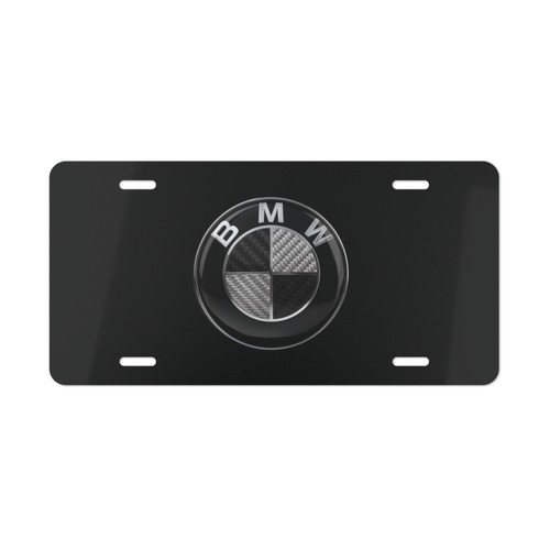 For BMW Black License Plate – Custom Text, Sleek Car Accessory for BMW Fans