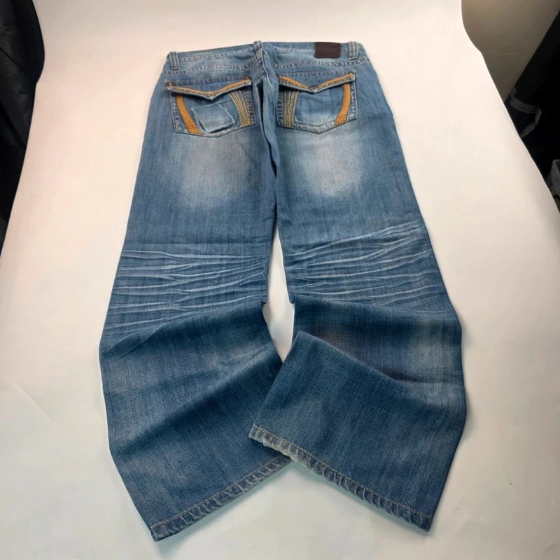 2749 Songs Of Freedom Y2K Straight Jeans Blue W36 L32 Streetwear Skater Hiphop image 2