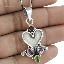 Peridot Gemstone Garnet Artisan Wedding Sister Pendant Jewelry Sterling Silver