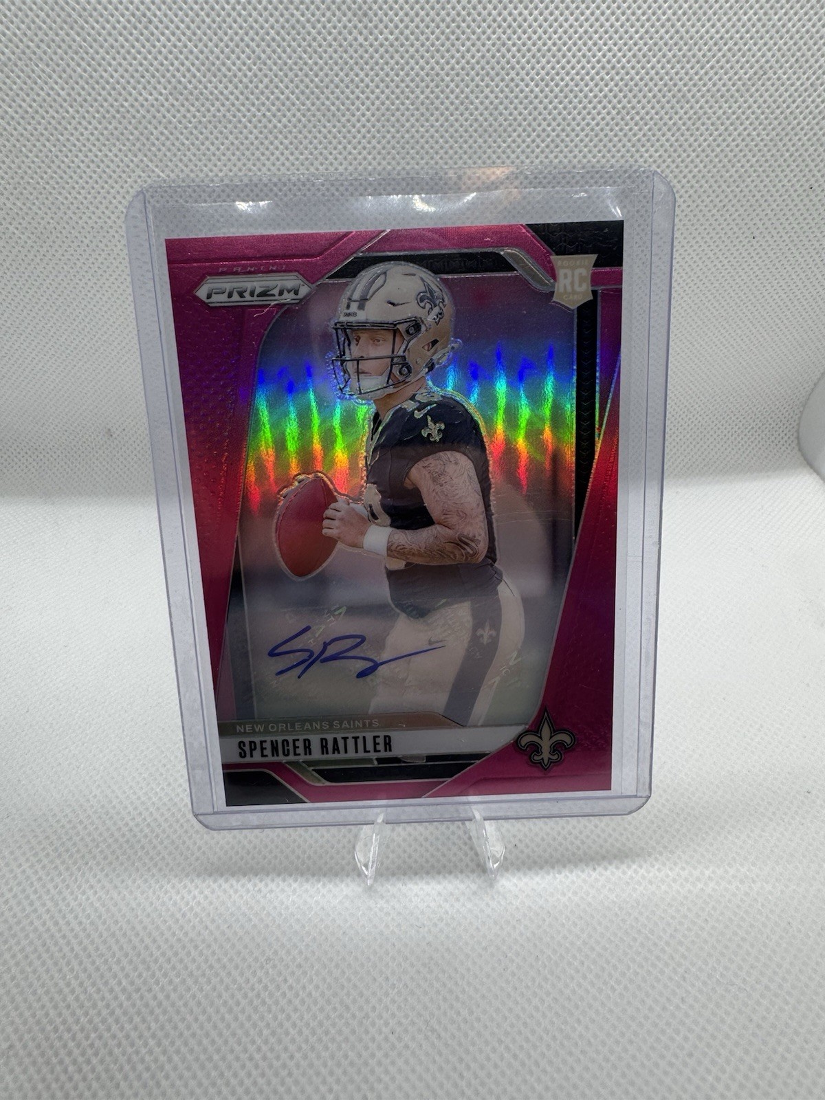 2024 Panini Prizm - Rookies Spencer Rattler #388 Pink Prizm Autographs (AU, RC)