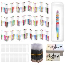 600 Pcs Plastic Beadable Pens Bulk Beadable Pens Kit 120 Ballpoint Pen Black ...