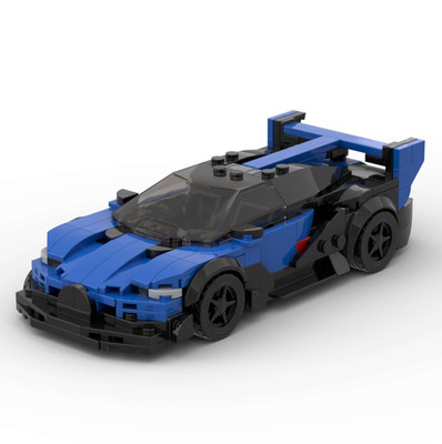 Custom LEGO MOC Bugatti Chiron Blue/Black   309 Piece Hypercar Brick Model