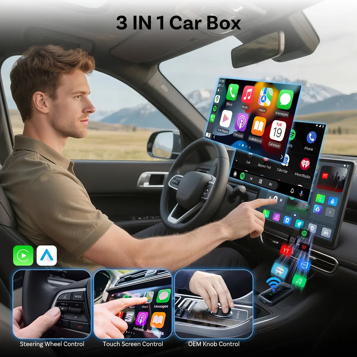 OTTOCAST Play2video Ultra Adattatore Wireless CarPlay Android Youtube Netflix - Miniatura 3