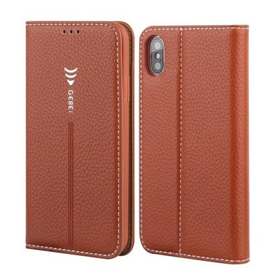 Für iPhone XS Max GEBEI PU+TPU Horizontal Klapp Schutzhülle mit sup