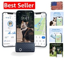 Smart Cat GPS Tracker Real-Time Location Wellness Monitoring for Cats 6.5...