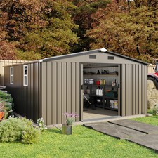 10x12 Ft Outdoor Storage Shed Updated Frame Lockable Door Waterproof Tool Shed