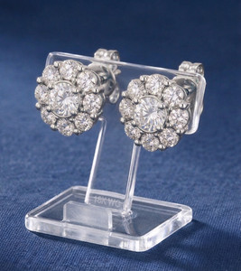 Authentic 2Ct Round Cut Lab-Created Diamond Cluster Stud Earrings 14K White Gold Plated