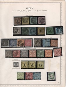 GERMANY BADEN 1851-1868 COLLECTION OF 30 STAMPS FIRST ISSUES 19 USED AND 11 MINT