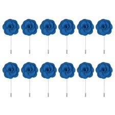 12Pcs Groom Boutonnieres Rose Boutonnieres Pins 3.5"x1.6" for Wedding Blue