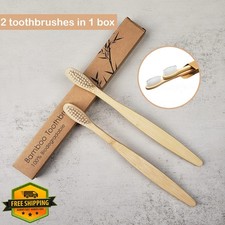 SEVENHEAD 2 PCS Bamboo Toothbrushes Adults Soft Bristles White BPA Free