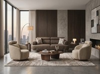 Edle Polstergarnitur Stilvoller 3-Sitzer Exklusive 2X Textilsessel
