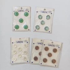 Choice of Vintage Supreme Plastic 2-4 Hole Flat Round Buttons 7/8" - 3/4"