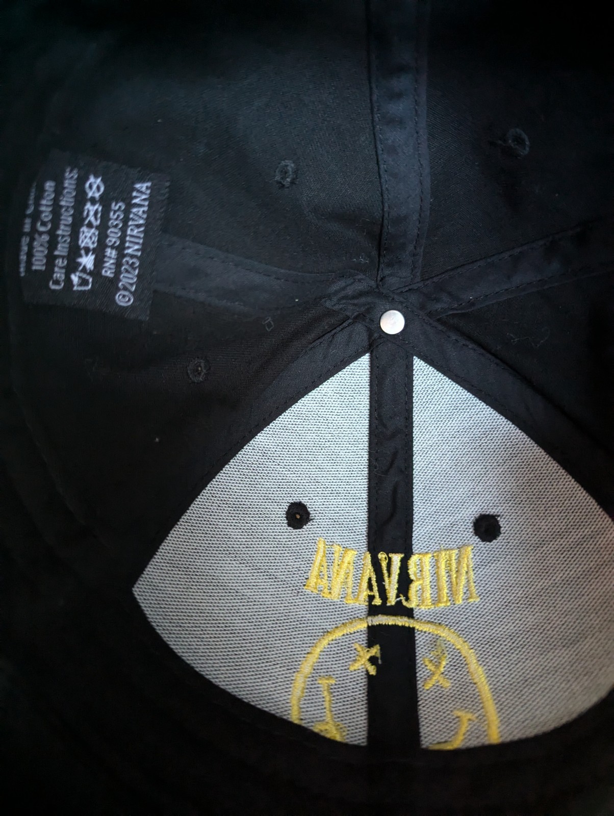 Nirvana Black Smiley Face Hat Adjustable Snapback… - image 3