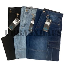 KNO BETTA BAGGY FIT DENIM CARGO JEANS ULTRA WIDE LEG Y2K LOOSE FIT PANTS (30-42)