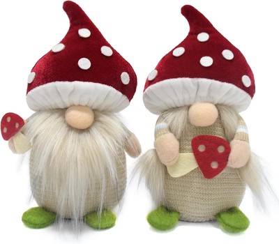 Spring Autumn Winter Mushroom Gnome Gonk Decorations Set of 2 Gnomes 