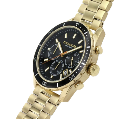 COACH PRESTON CHRONOGRAPH 14602517 BLACK DIAL GOLD BRACELET 44MM