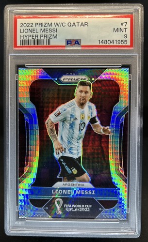 2022-23 Panini Prizm World Cup Lionel Messi Hyper #7 Argentina PSA 9 (55)