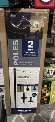 Two 10 ft. String Light Poles Black EGP-HD-0359