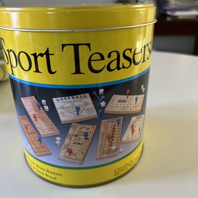  NEW! Vintage Toys R  Us 1992 Sport Teasers 7 Wood Brain Buster Games Tin Table