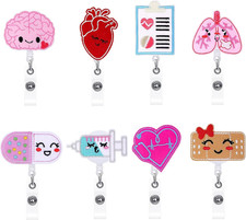 Nurse Badge Reel 8 Pcs Cute Badge Reel Retractable ID Badge Holders,Cute Gifts f