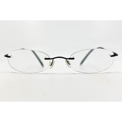 Marchon Airlock 2 760/11 48-21-135 Rimless Oval Eyeglasses Frames Black Titanium