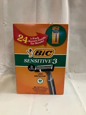 BIC Sensitive 3 Blades Less Irritation Razor 24 Pieces Individually Packaged