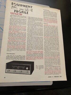 Vintage McINTOSH MR67 Tuner AUDIO magazine 1964 Reprint Article