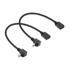 Micro USB to Mini USB Adapter Cable 27CM Up/Down Angled 2 Pack Sync Cord