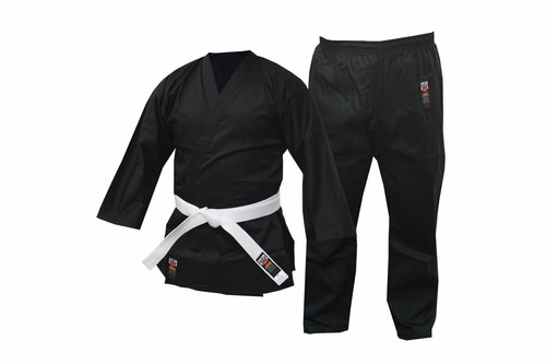 Cimac Karate Uniform Adult Black 8oz Student Gi Kids Aikido Suit Free White Belt - Picture 8 of 12