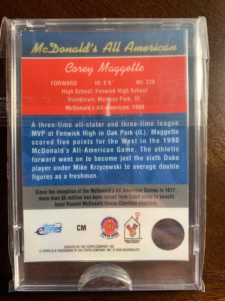 eTopps #CM Corey Maggette McDonalds #/500 Mint Encased In Hand FREE SHIPPING - Imagem 2 de 2