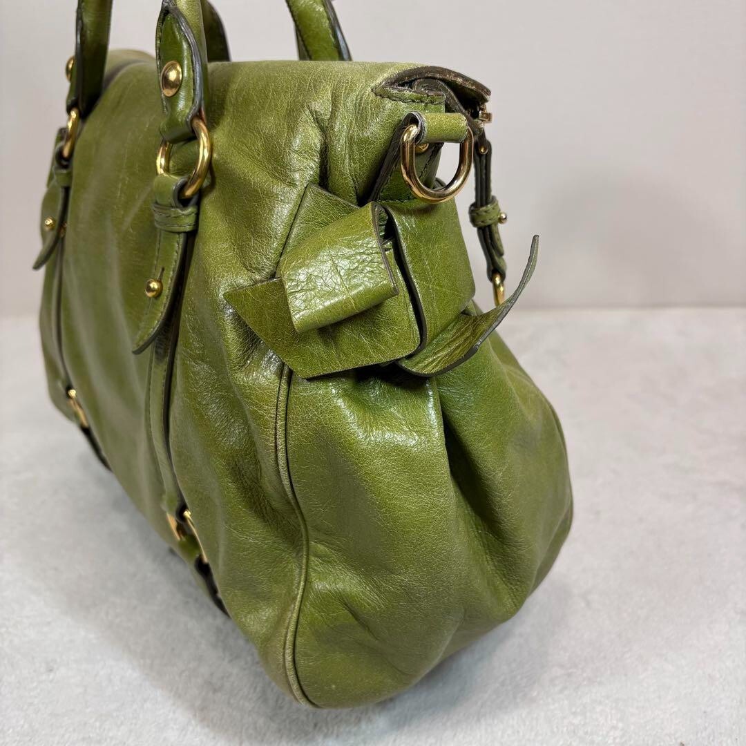 Miu Miu VITELLO LUX 2way Shoulder Bag Side Ribbon Women's Miu Miu VITELLO LUX 2way Shoulder Bag Side Ribbon Women's