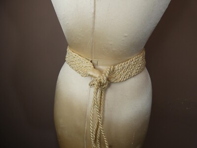 Vintage Mother of Pearl Lion Cub Face Belt Braided Tie Waist 53\