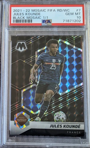 2021-22 Panini Mosaic FIFA Road To World Cup Jules Kounde Black Prizm 1/1 PSA 10
