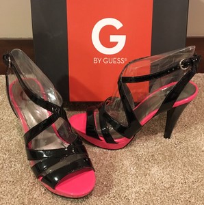 guess black strappy heels