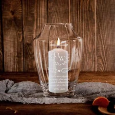 Personalised Memorial Glass Vase Candle Holder - Evocative 16D x25cmH