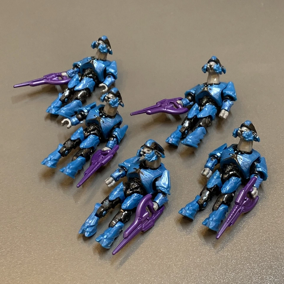 5 New Blue Elite Minor Halo Mega Bloks Construx Covenant Figure Minifigure 5 GUN - Image 3 of 4