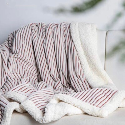 DISSA Sherpa Blanket Fleece Throw - 51x63, Brown ＆ White - Soft, Plush, Fluffy, Fuzzy, Warm, Cozy, Thick - Perfect for Couch, Bed, Sofa, Chair - Reve