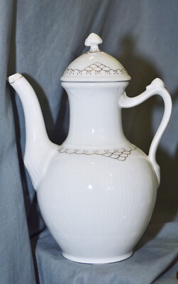 Kaffeekanne Royal Copenhagen, 128, gerippt, Princess Gold, handgemalt, 24 cm