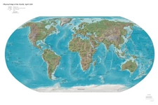 World Map 2001 Political Administrative Physical Geographic Robinson Map Print