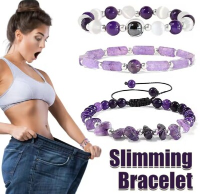 Armband Kette Echt Amethyst Rosenquarz Bergkristall Edelstein Magnet Abnehmen  