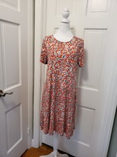 Old Navy Dress Size Lg. Red Floral A-Line Pullover Cottagecore Prairie Boho Farm