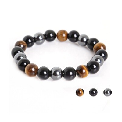 Black Obsidian Hematite Tigers Eye Crystal Bead Men Women