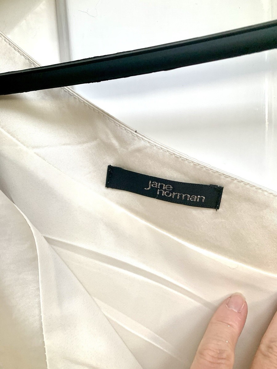 Jane Norman wrap Dress Size 16 ivory gold one shoulder knee length