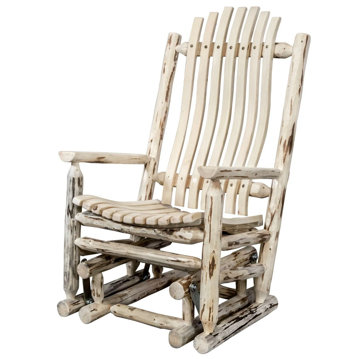 Amish LOG Glider Rocker Rustic Gliding Rocking Chair Lodge Cabin