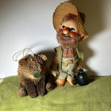 Vintage 1970's HILLBILLY Redneck Plastic Doll w/ Moonshine Jug W Bear JAPAN