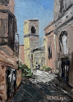 Original Oil Painting Cityscape Italy Painting Europe Wall Art