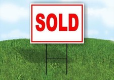 SOLD RED 18 in x 24 in Yard Sign Road Sign with Stand