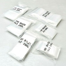 600 Assorted Bags 2 MIL Clear Reclosable Poly Baggies 6 Sizes Assortment 100ea